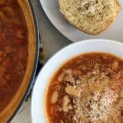 bowl of soup and garlic bread