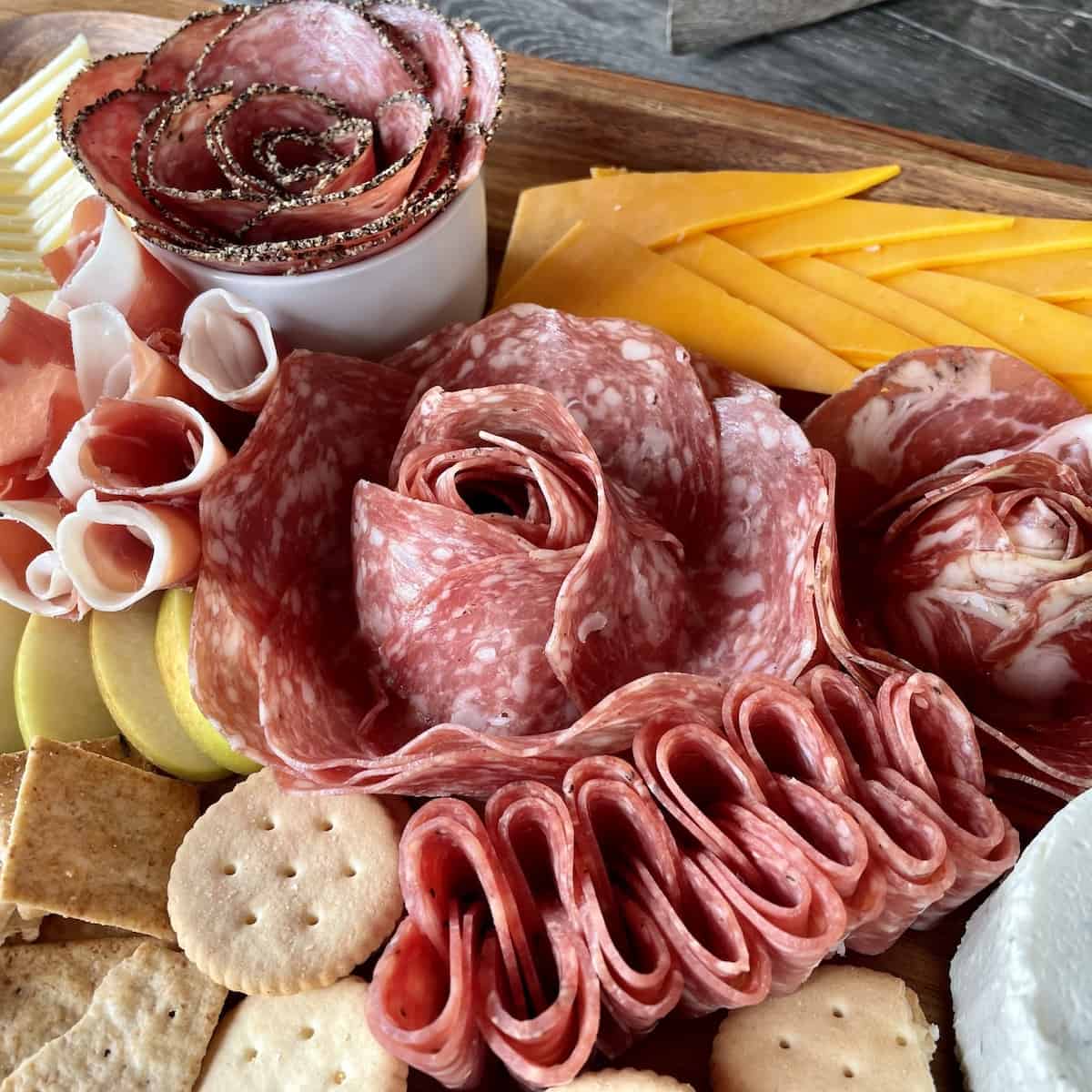 How to Make a Meat Rose for a Charcuterie Board • Fancy Apron