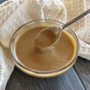 miso sauce in glass bowl with silver spoon