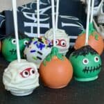 halloween cake pops on black board