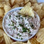 french onion dip potato chips white bowl set