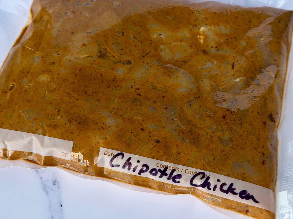 marinated chipotle chicken in vacuum sealed bag